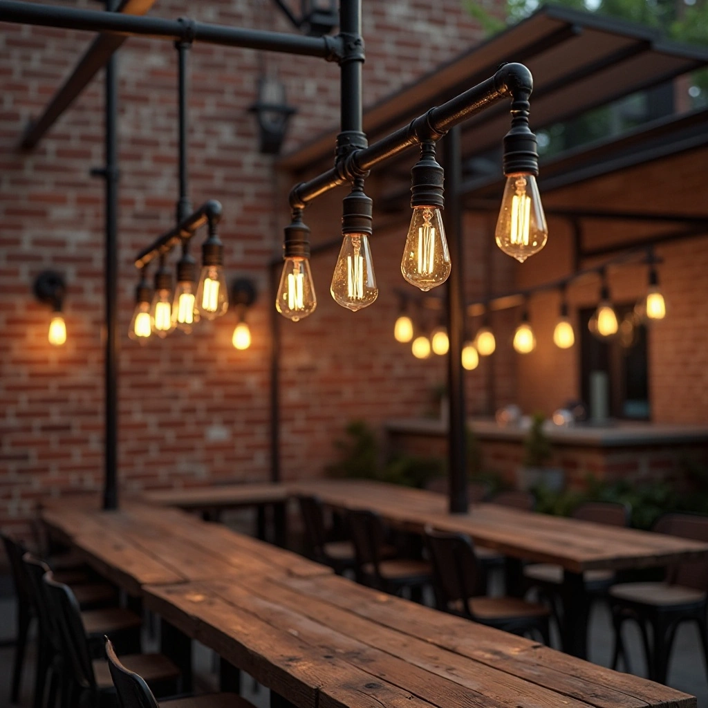 Industrial Pipe & Edison Bulb Chandelier