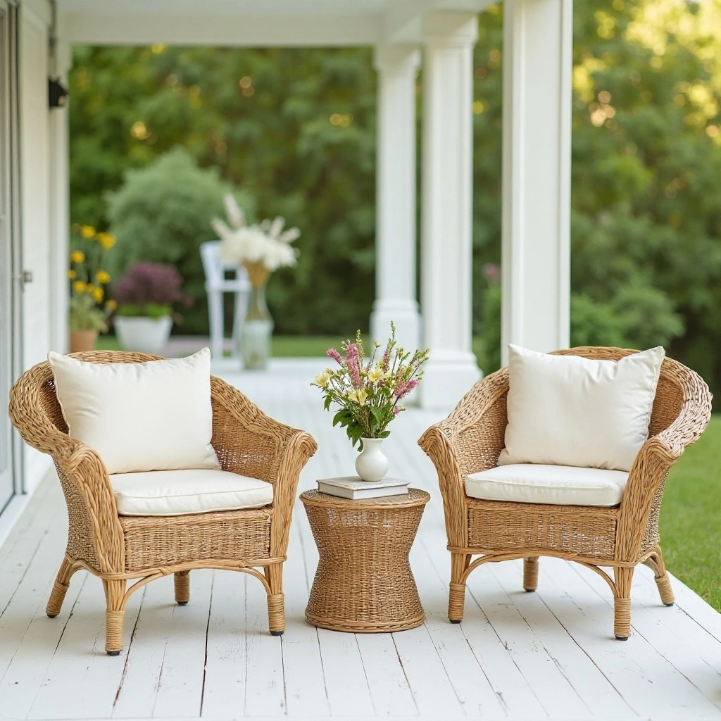Linen & Wicker Seating Vignette