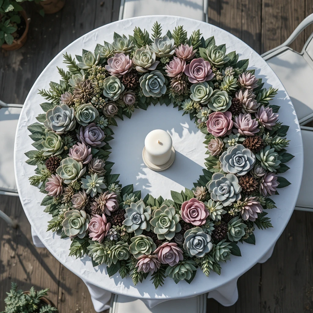Living Succulent Wreath as Table Crown