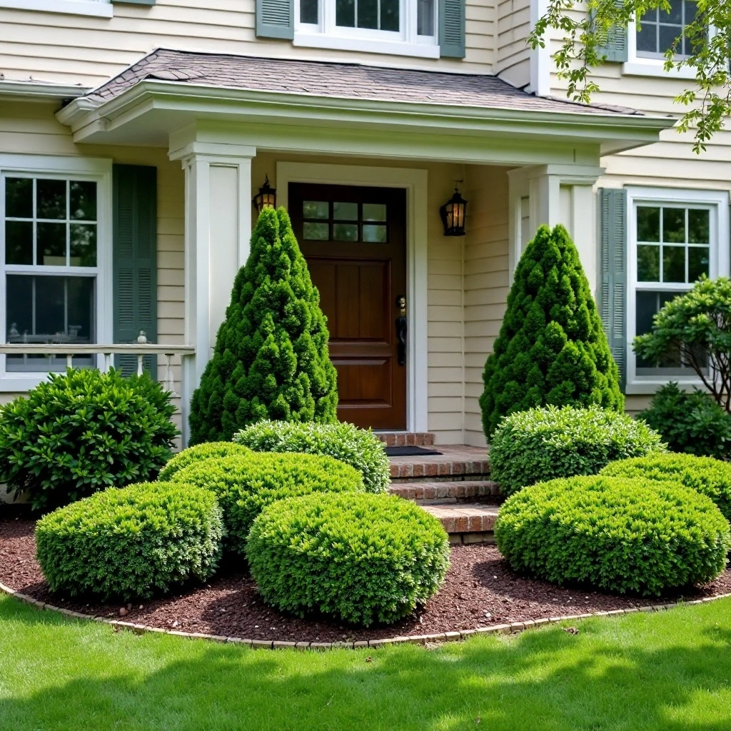 Lush Evergreen Foundation Plantings