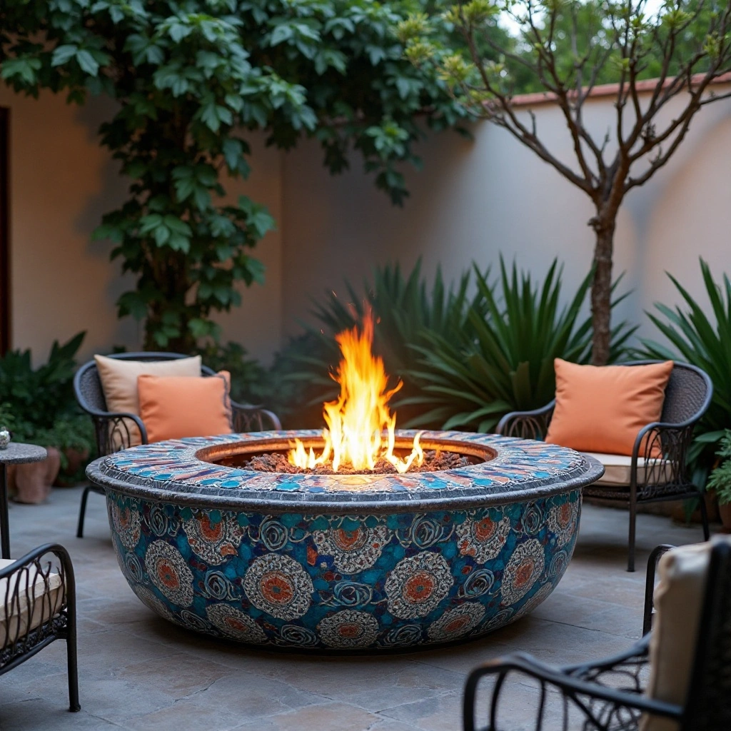 Mediterranean-Style Tile Fire Pit