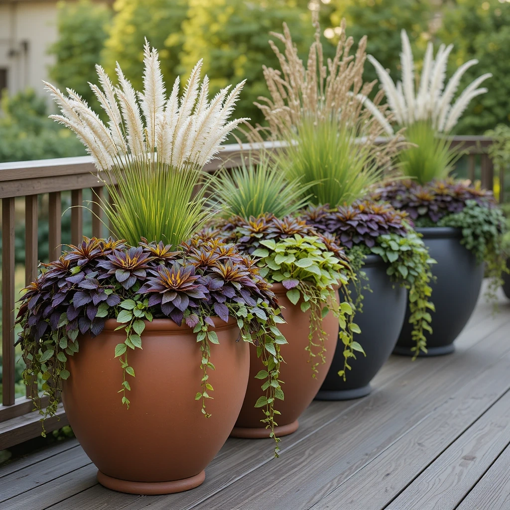 Mixed Container Arrangements on a Patio