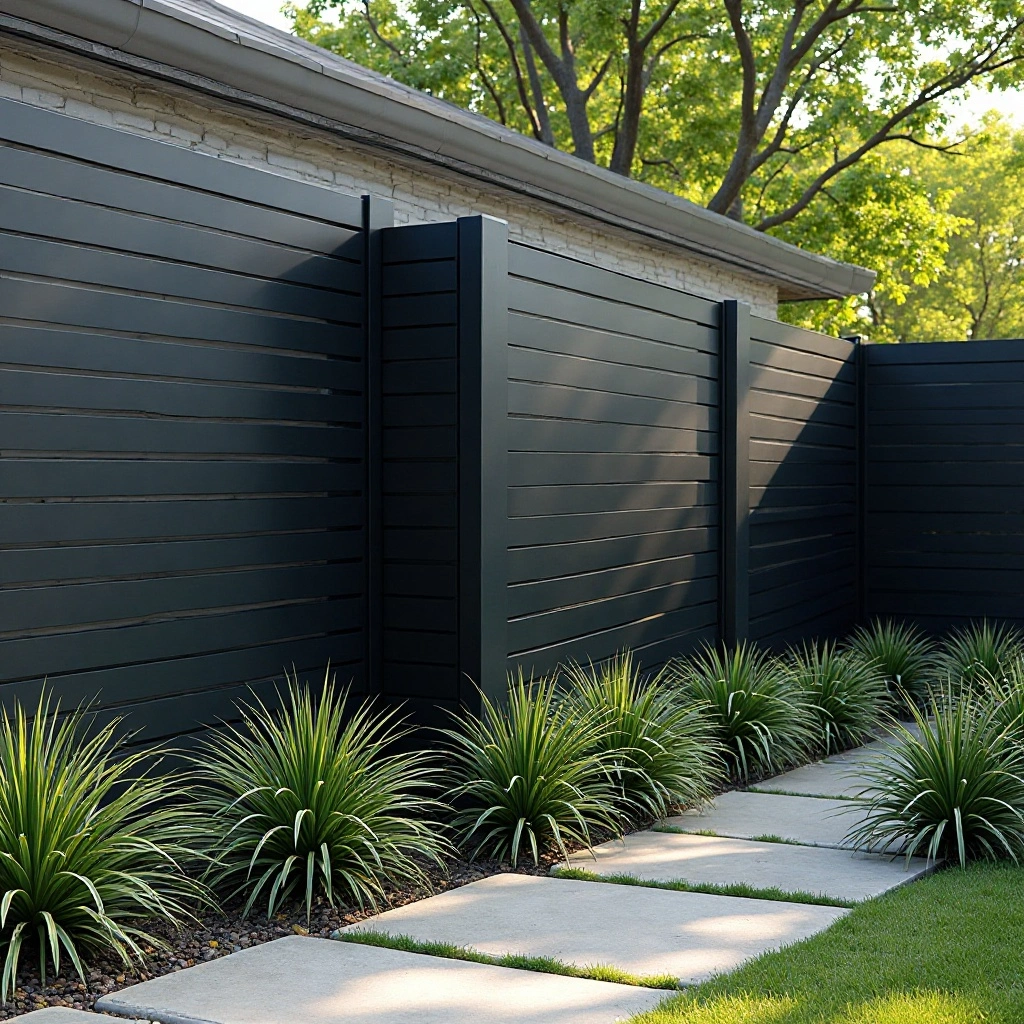 Modern Black Metal Privacy Screen