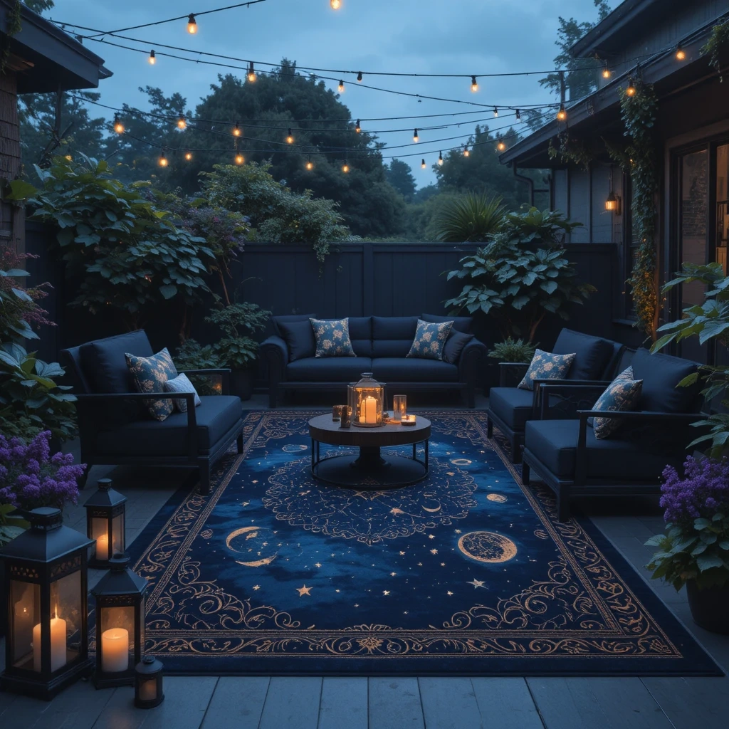 Moody Dark Blue & Gold Celestial