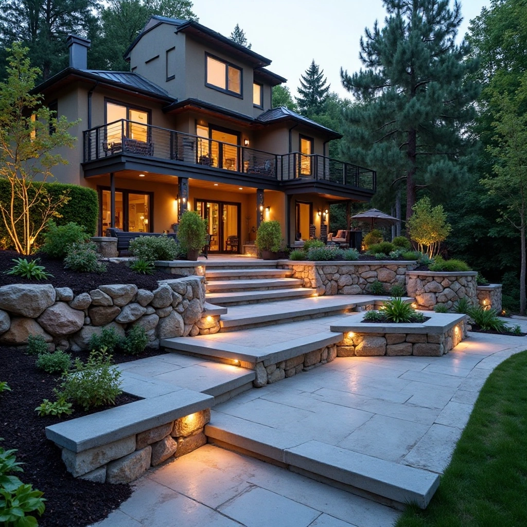 Multi-Level Concrete Patio with Steps