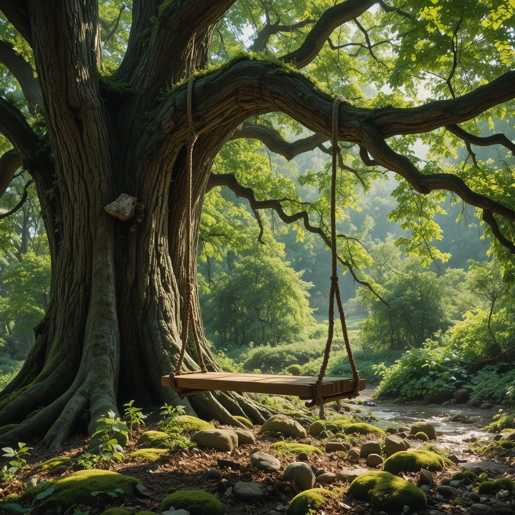 Natural Rope and Branch Swing