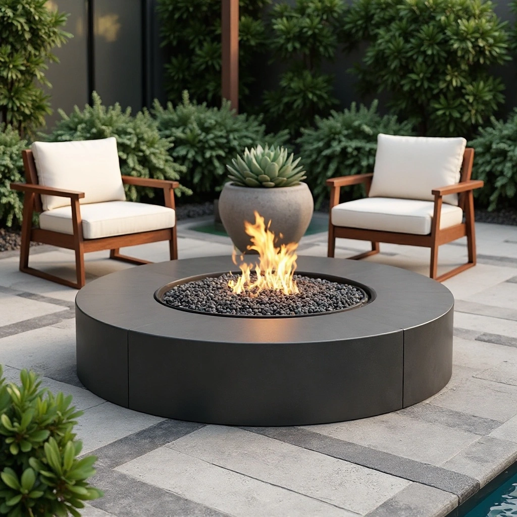 Painted Concrete Fire Pit Surround
