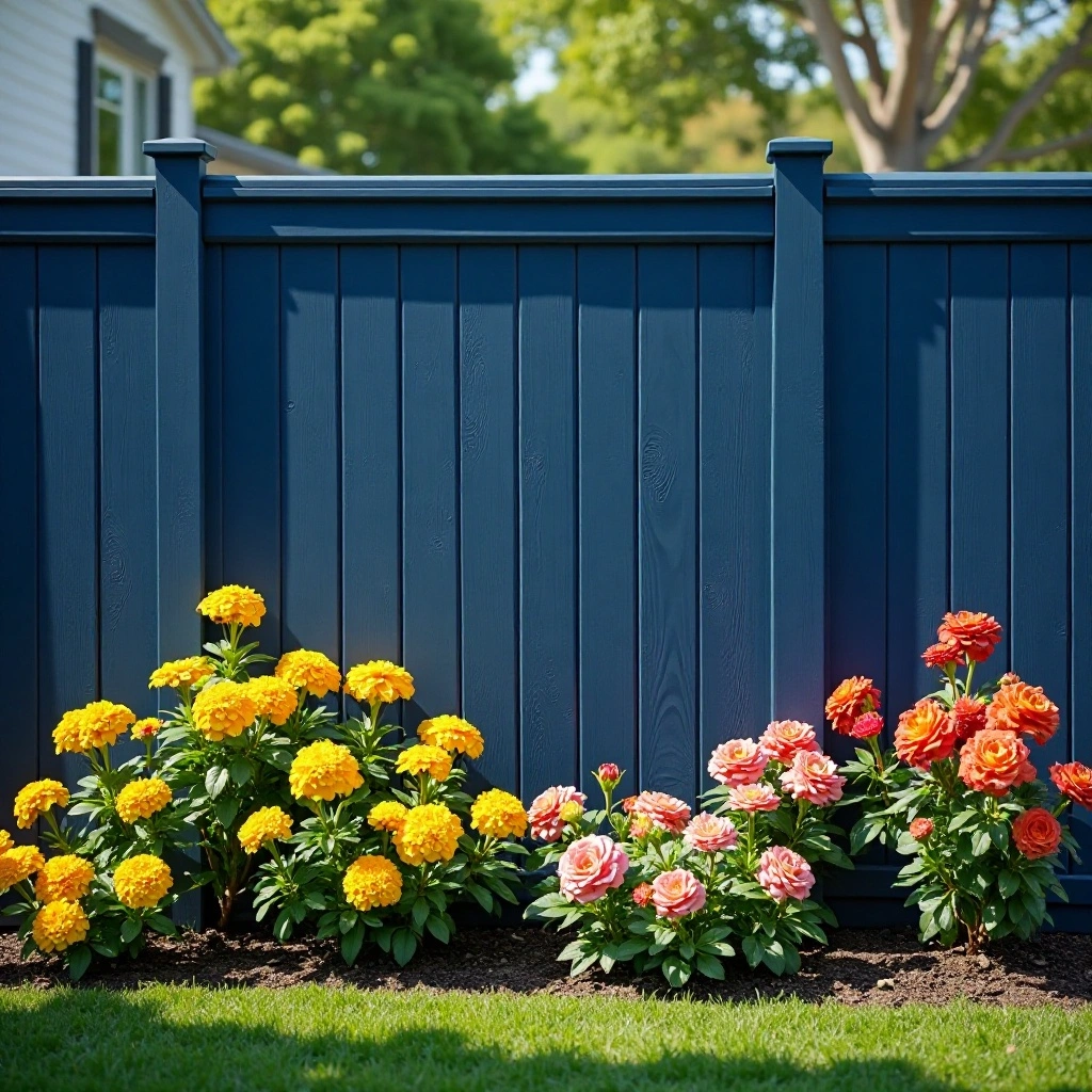 Painted Wood Privacy Fence with Bold Color