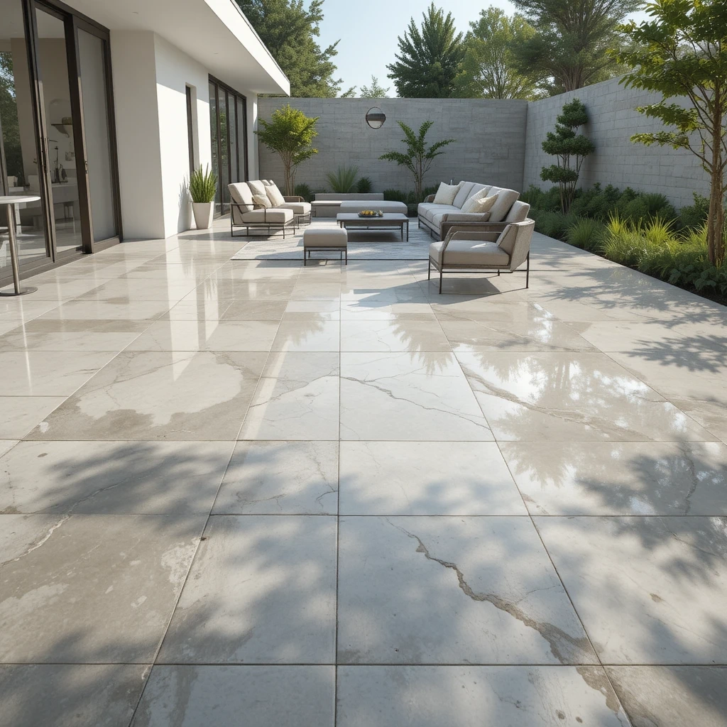 Polished Concrete Patio with a Glossy Finish