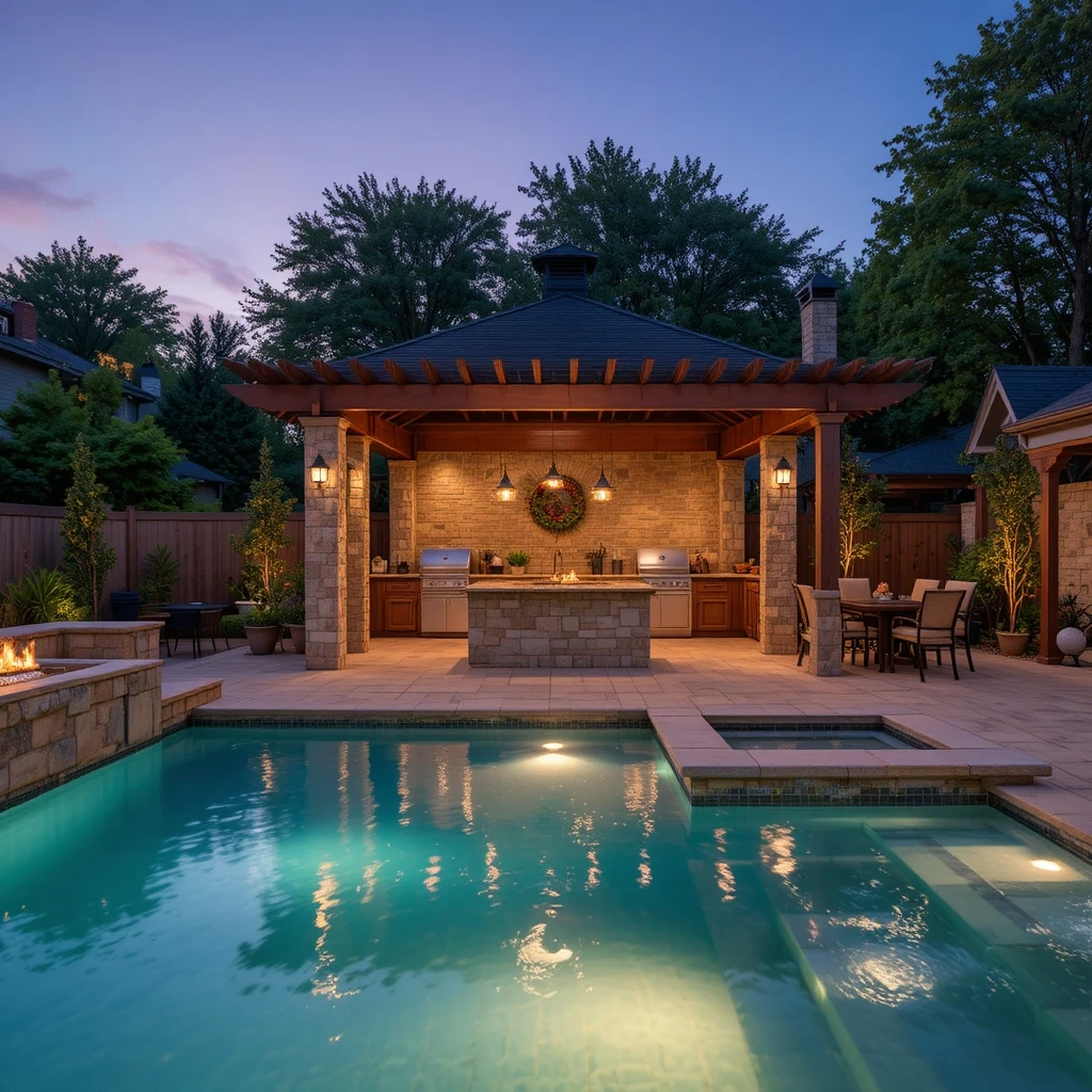 Pool with Outdoor Kitchen & Entertainment Deck