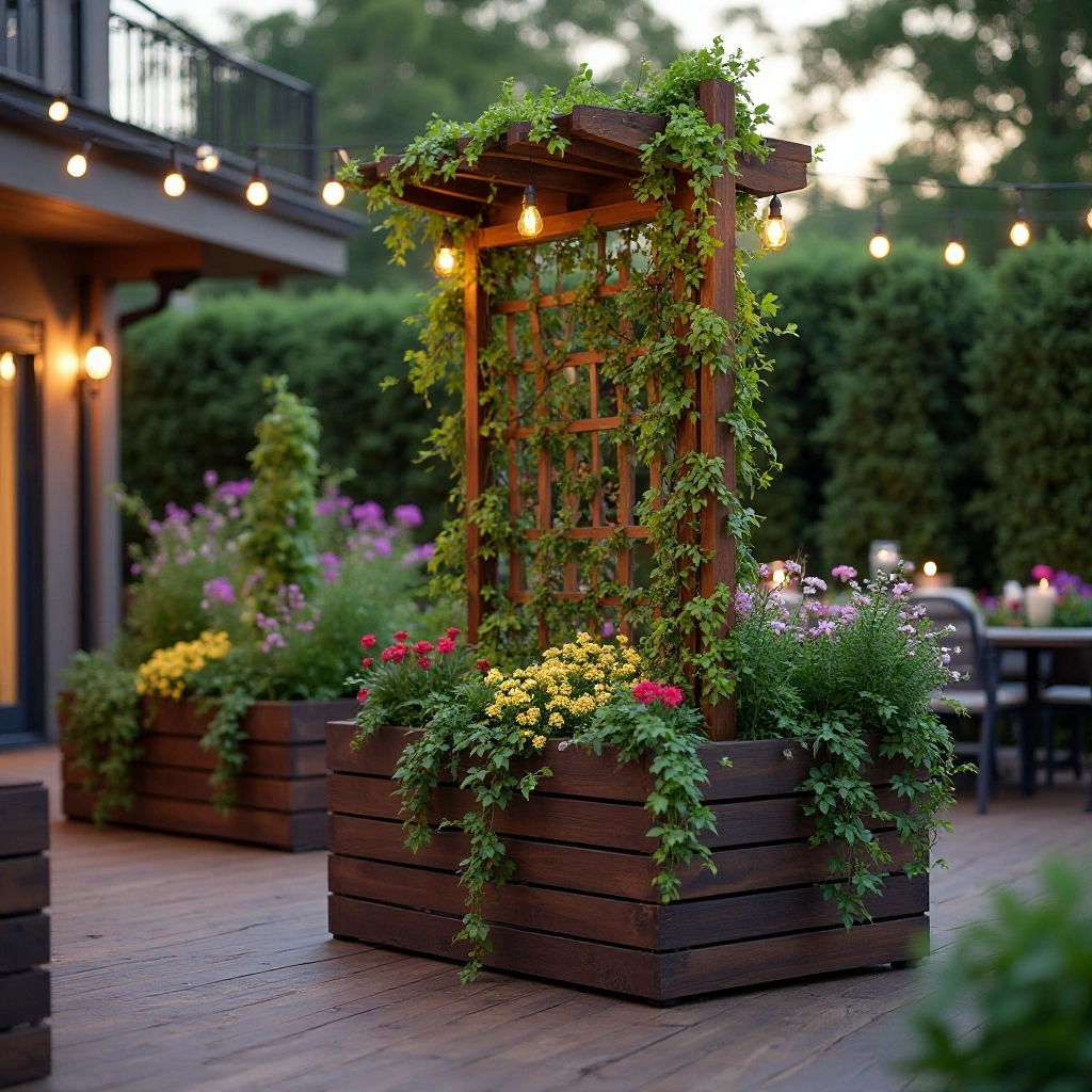 Raised Planter Boxes with Trellis