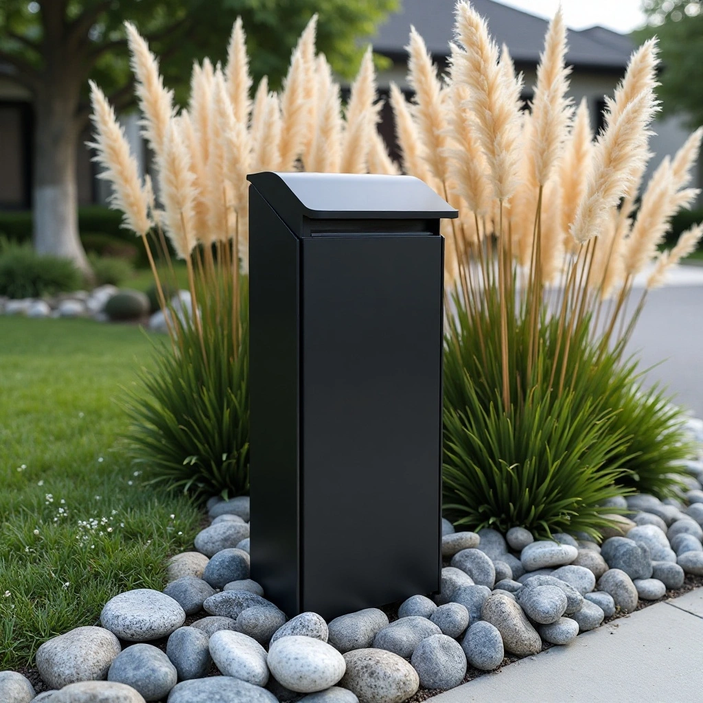 River Rock and Ornamental Grass Border