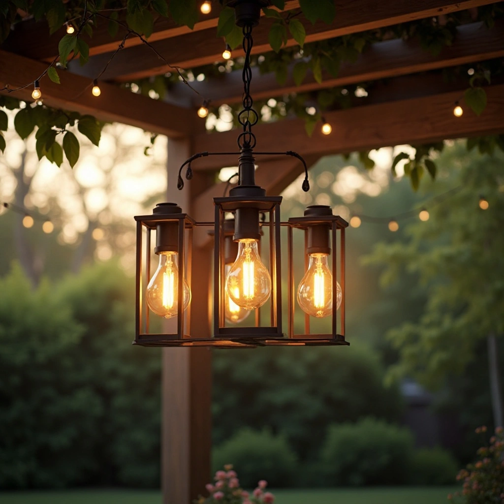 Rustic Lantern-Style Chandelier