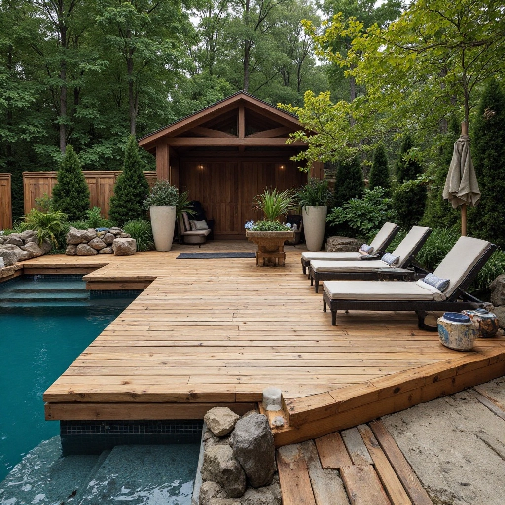 Rustic Wood Platform Deck