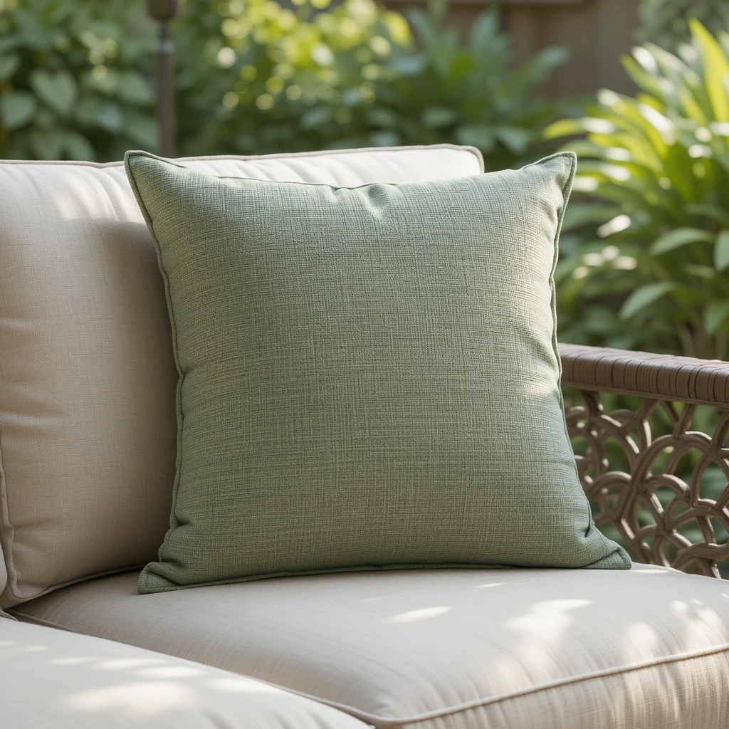 Sage Green Solid Textured Pillow