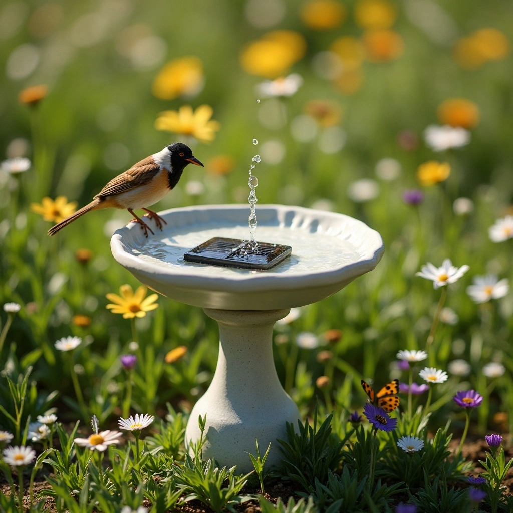 Solar-Powered Bird Bath Fountain