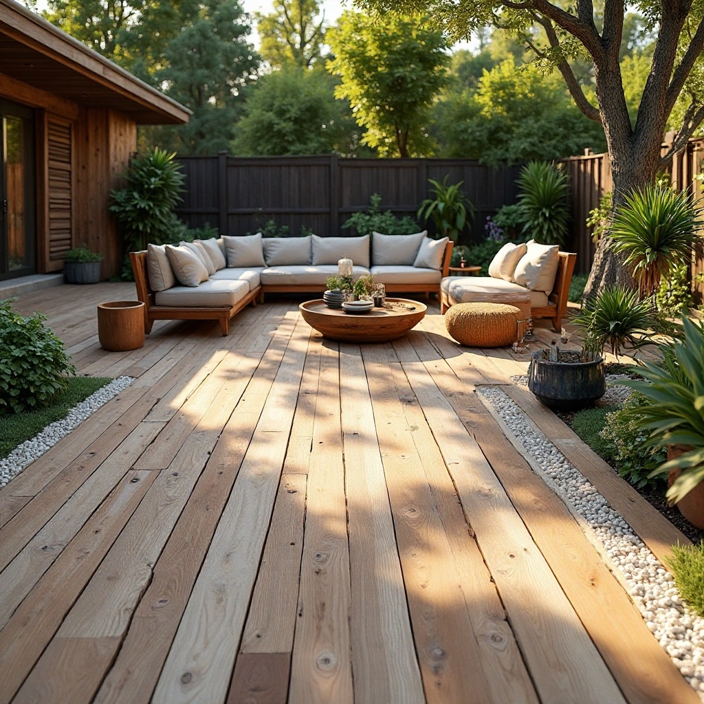 Stamped Concrete Patio with Wood Plank Pattern