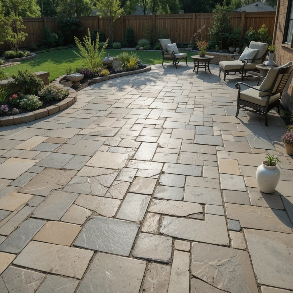 Stamped Concrete with a Cobblestone Pattern