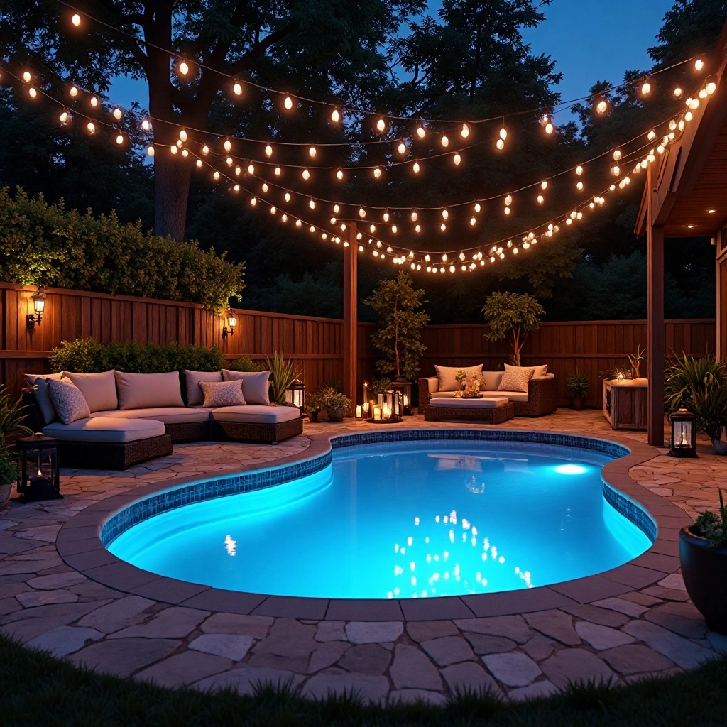 String Light Deck with Evening Ambiance