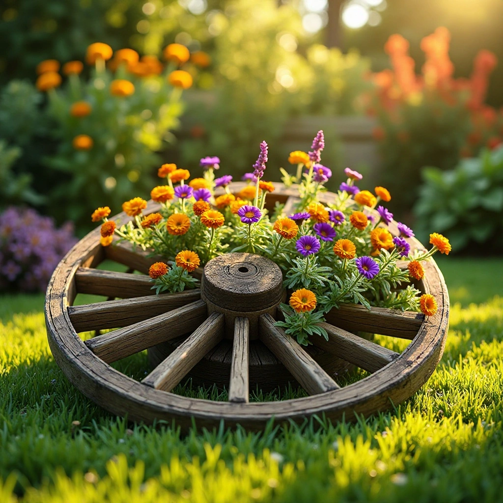 The Wagon Wheel Flower Garden Display
