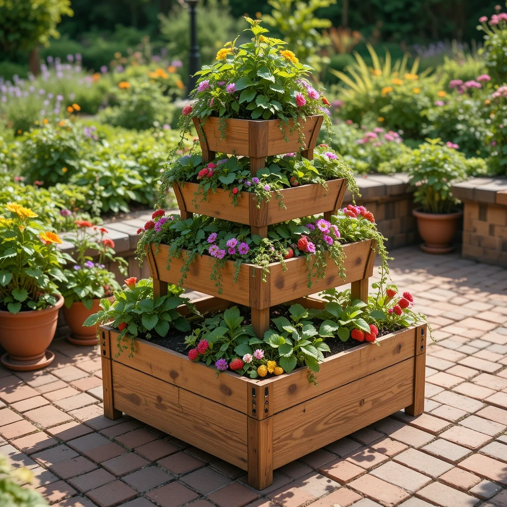 Tiered Pyramid Planter Box