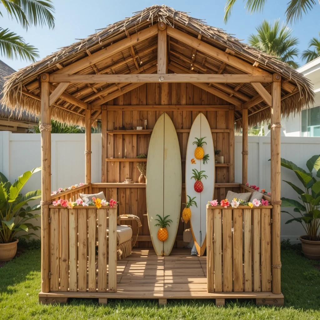 Tropical Tiki Hut Pallet Playhouse