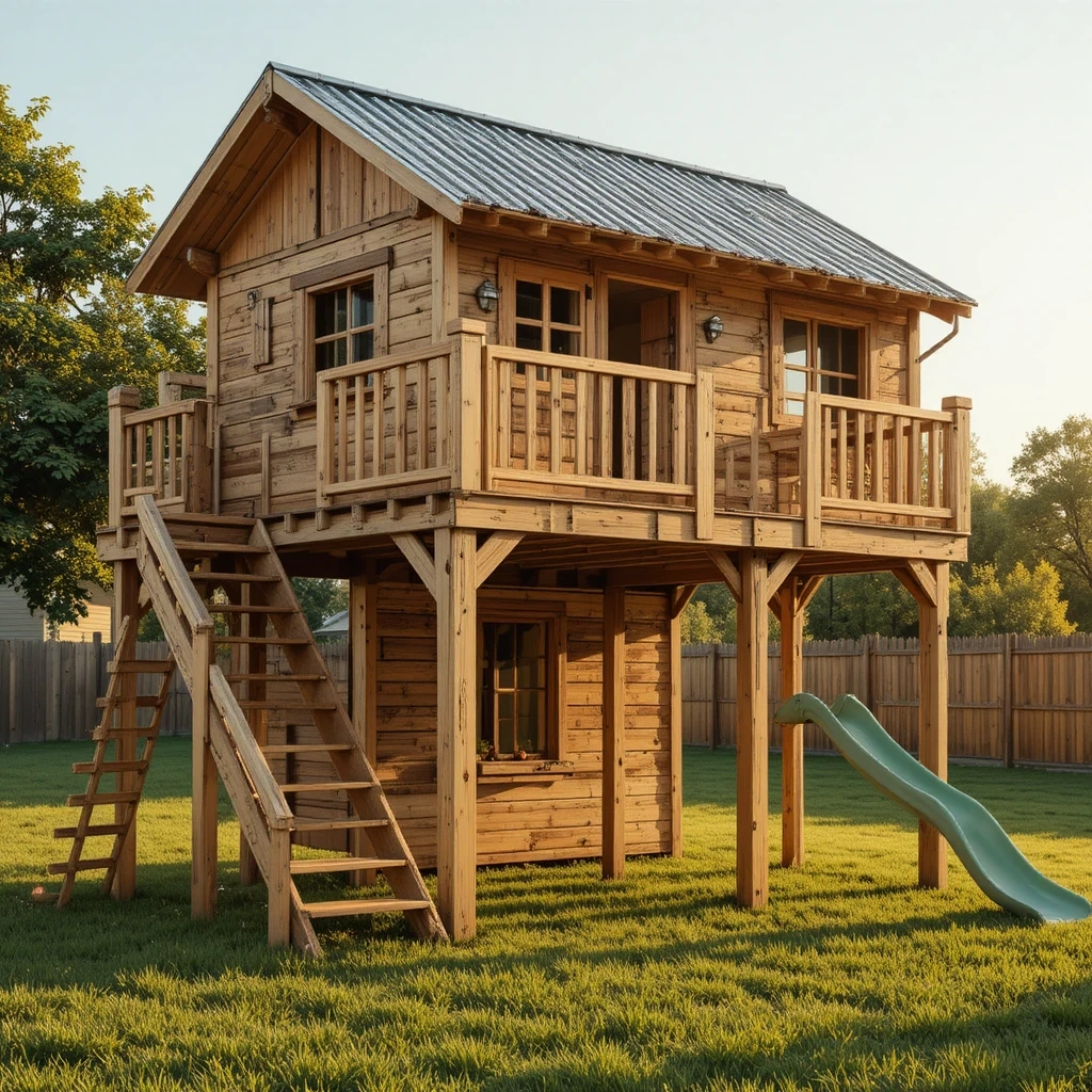 Two-Story Double Pallet Playhouse