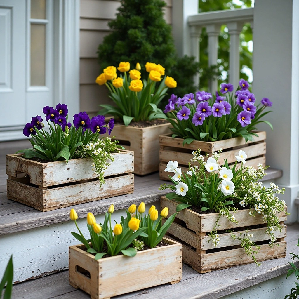Upcycled Vintage Crate Planters