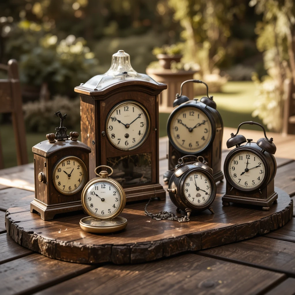 Vintage Clock Collection Centerpiece