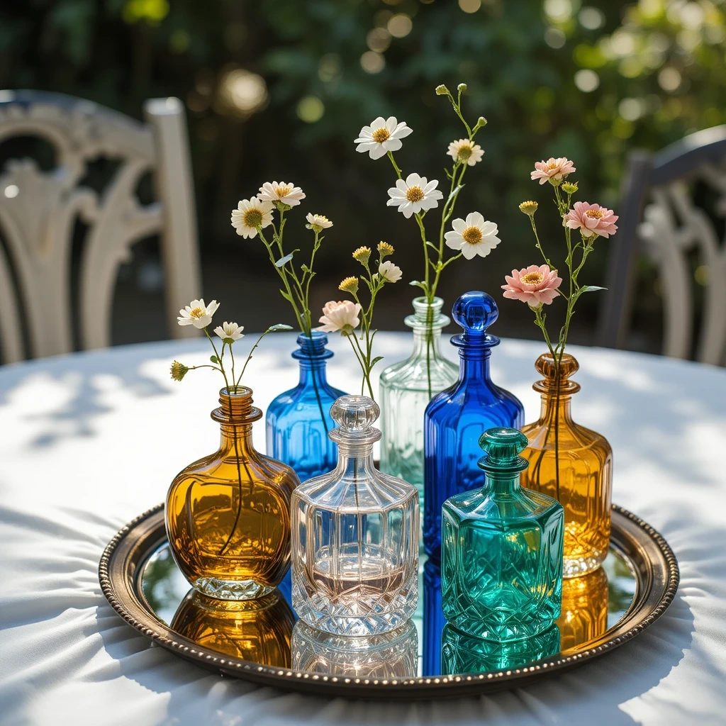 Vintage Perfume Bottle Bud Vase Cluster
