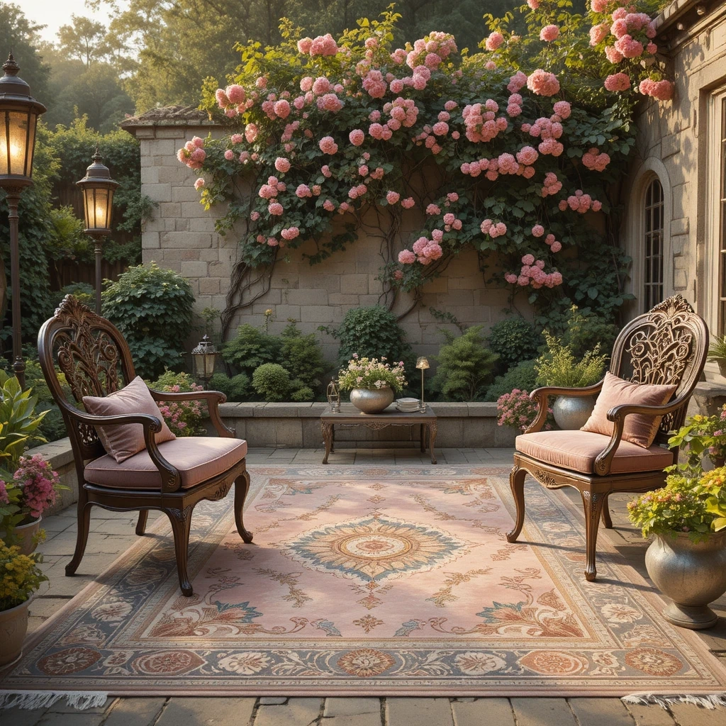 Vintage Persian-Inspired Garden Rug