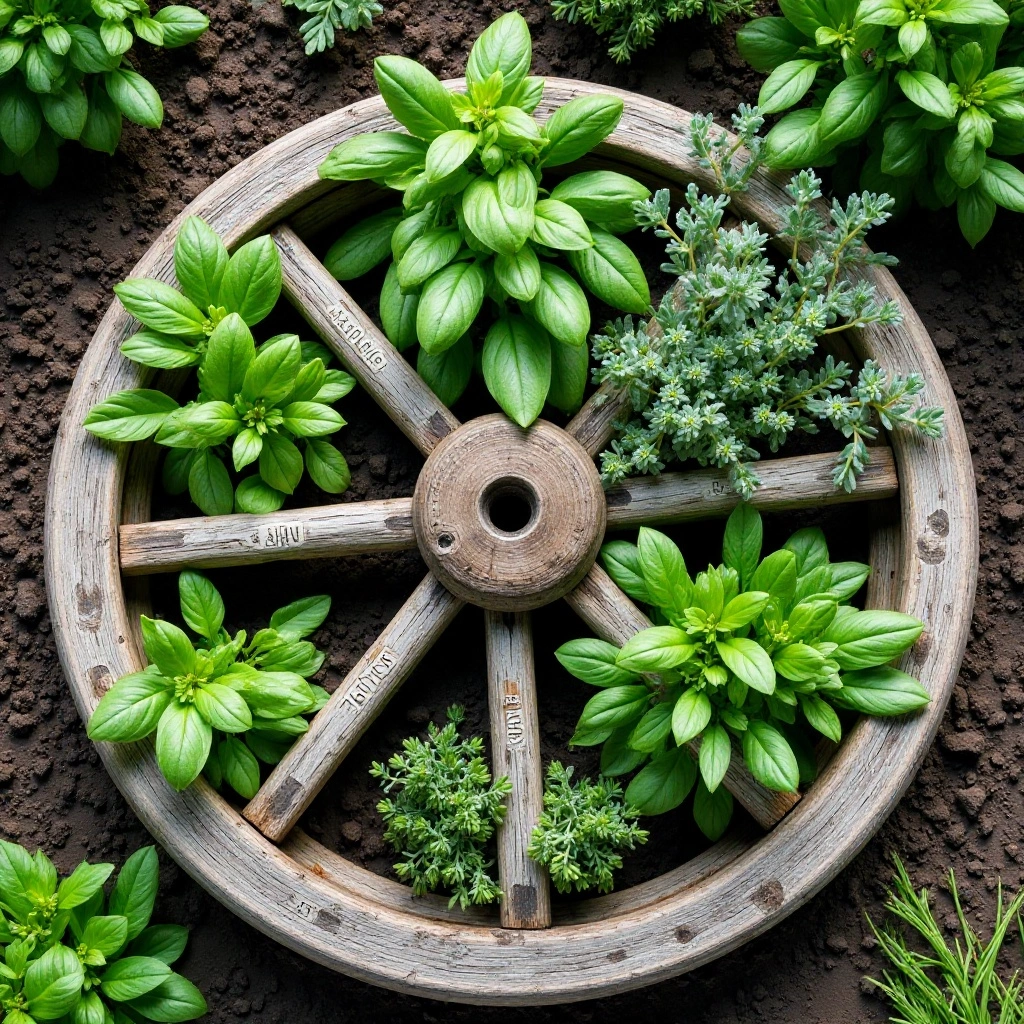 Wagon Wheel Herb Garden Planter