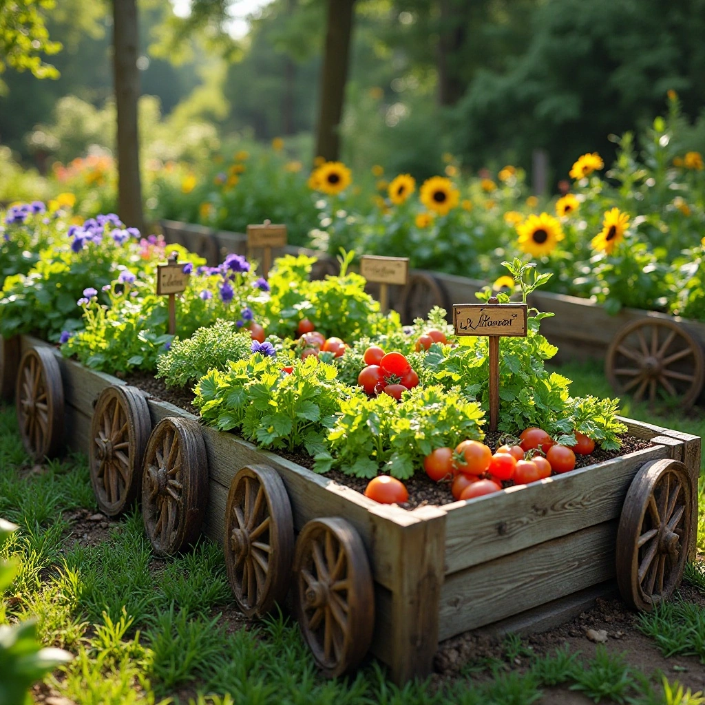 Wagon Wheel Raised Garden Bed Border
