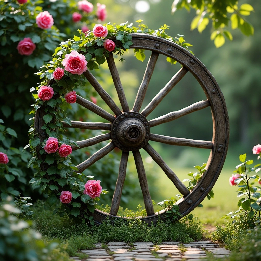 Wagon Wheel Trellis for Climbing Plants