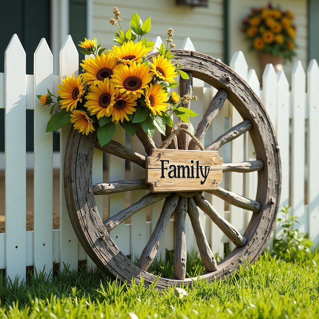 Wagon Wheel Welcome Sign at the Entrance