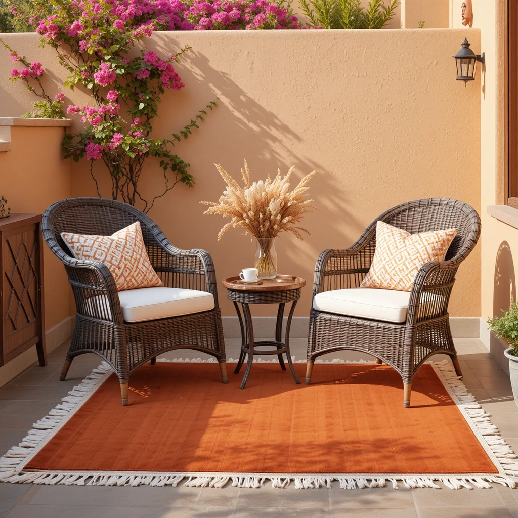 Warm Terracotta Solid with Fringe Detail