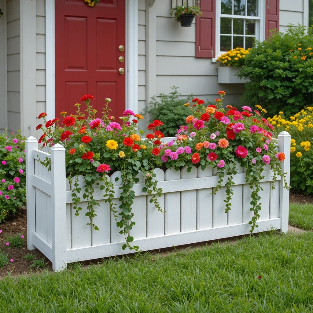White Picket Planter Box