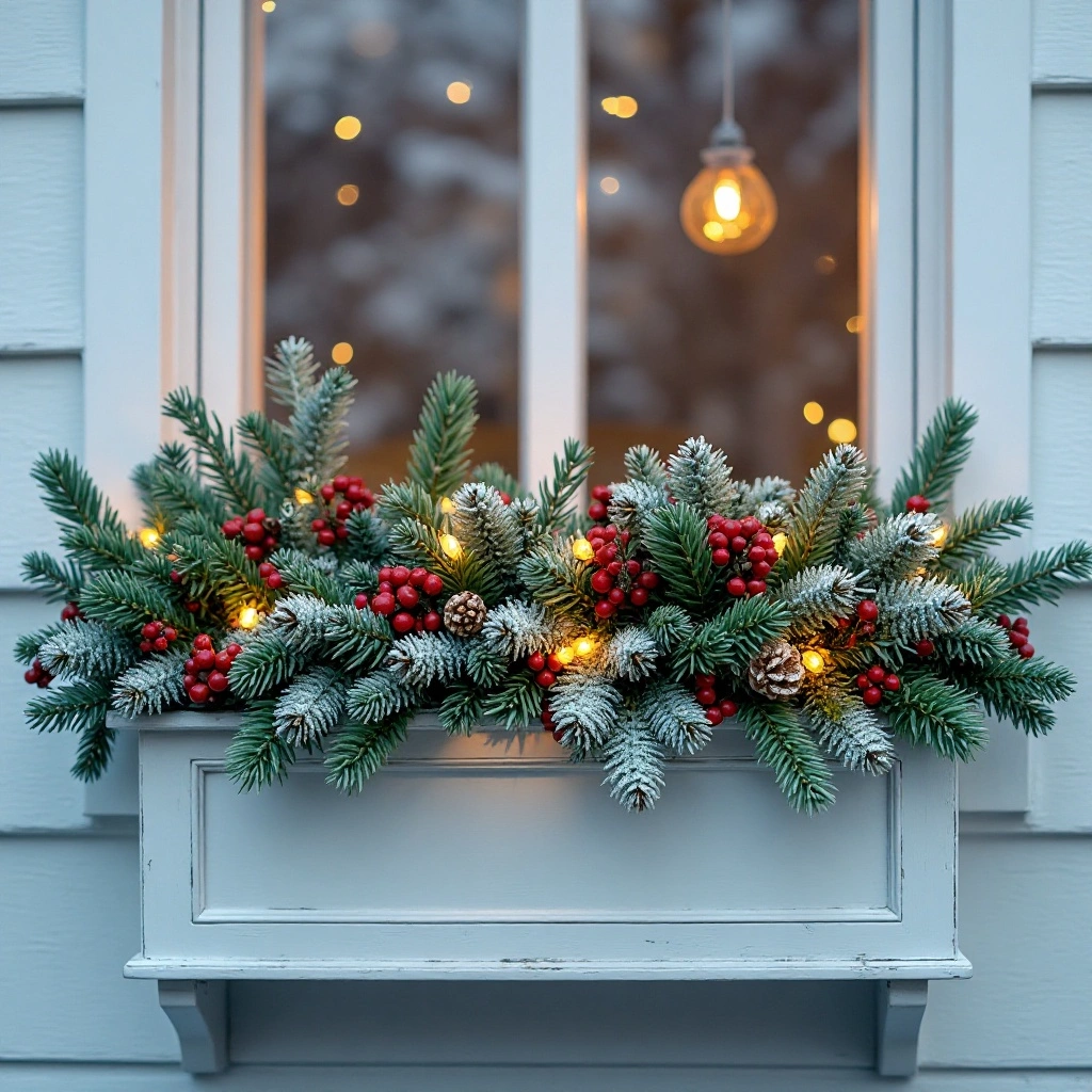 Winter Evergreen Window Box