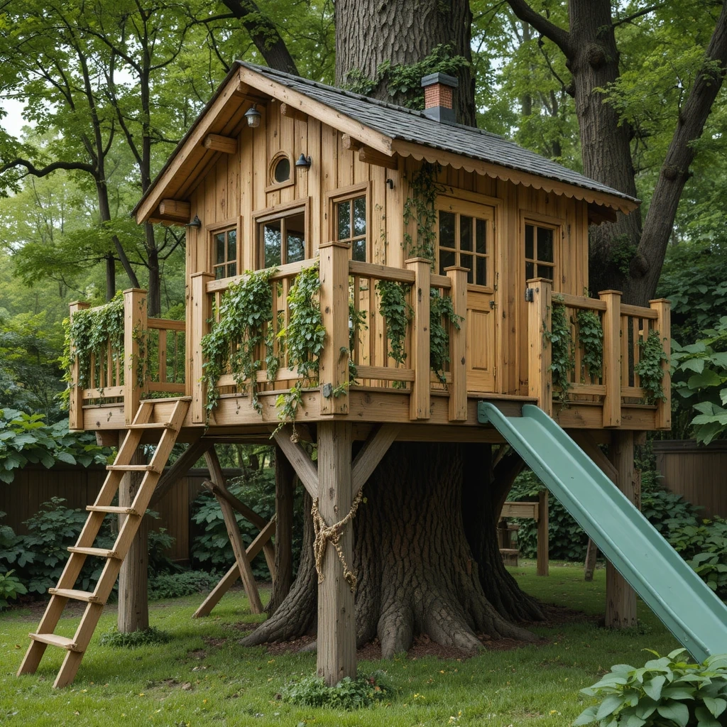 Woodland Treehouse-Style Pallet Playhouse