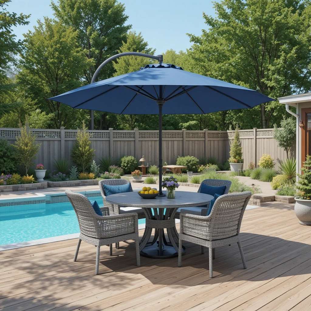 Cantilever Umbrella with Seating Set