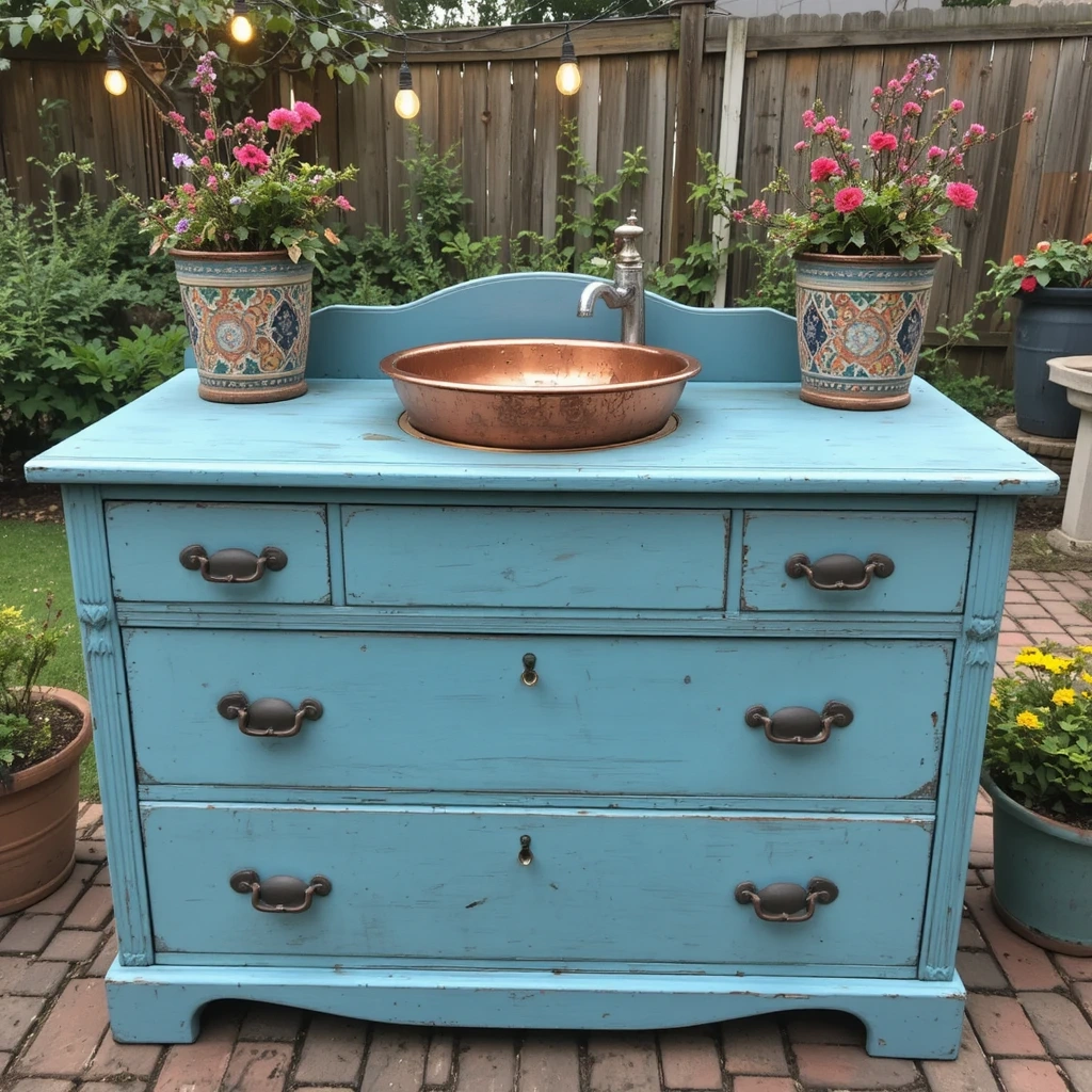 DIY Repurposed Dresser Sink