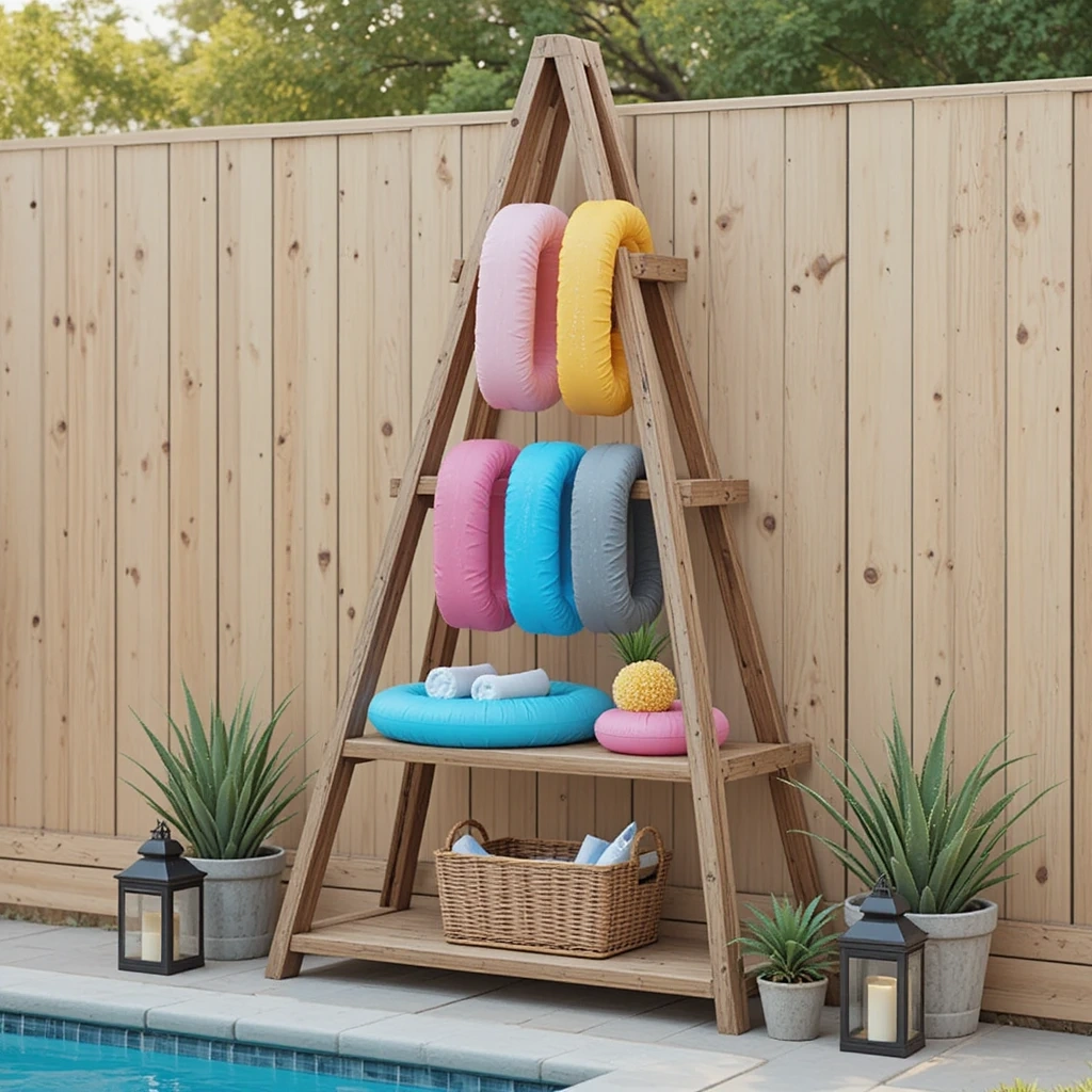 Freestanding Outdoor Ladder Shelf