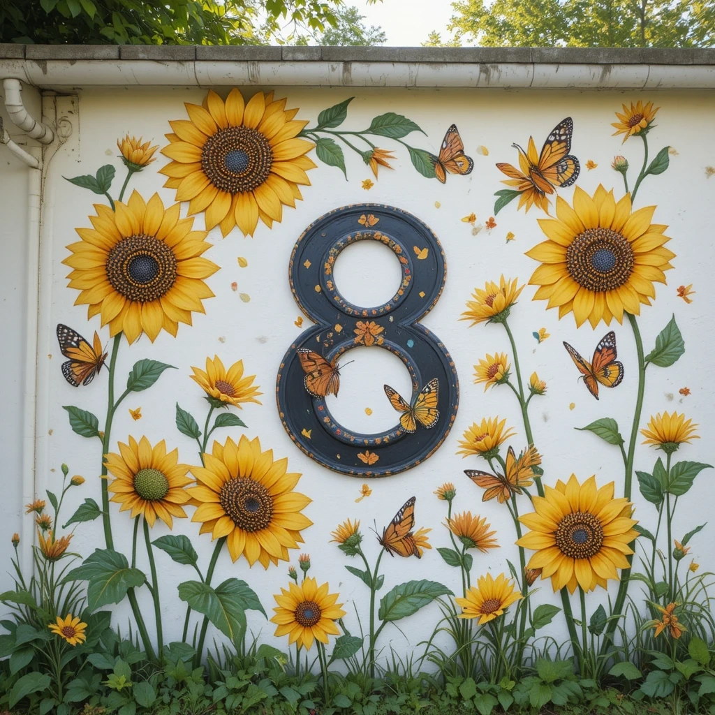 Hand-Painted Mural Number