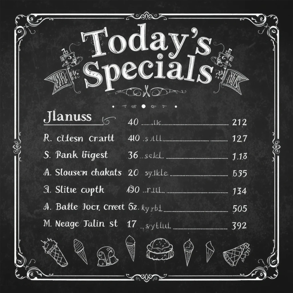 Ice Cream Daily Specials Menu