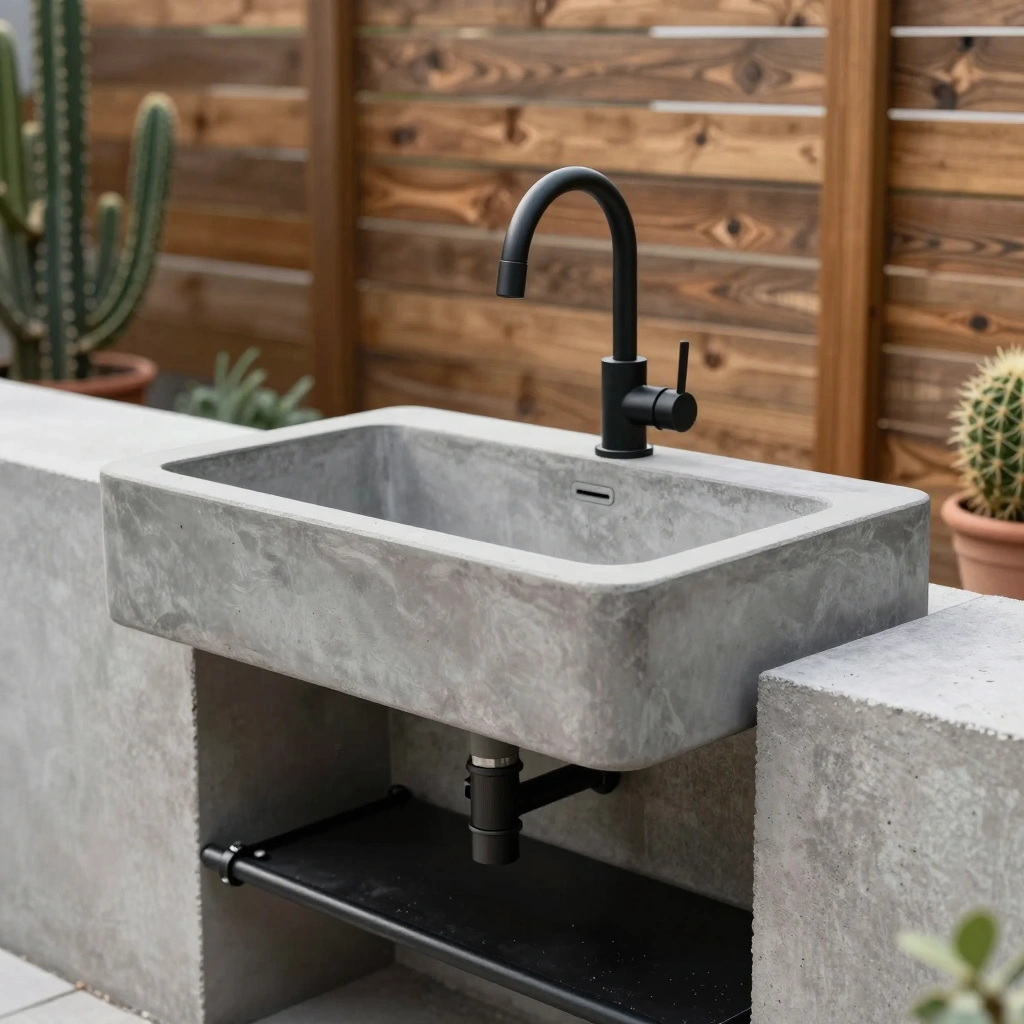 Industrial Concrete Outdoor Sink