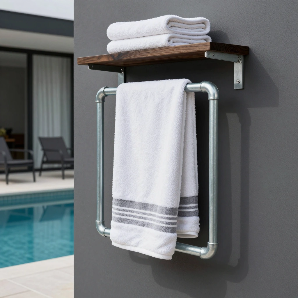Industrial Pipe Towel Rack