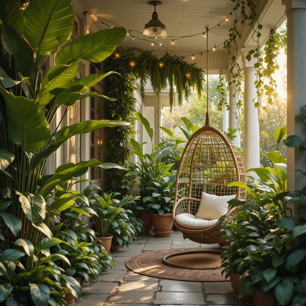 Lush Boho Greenery Jungle Porch
