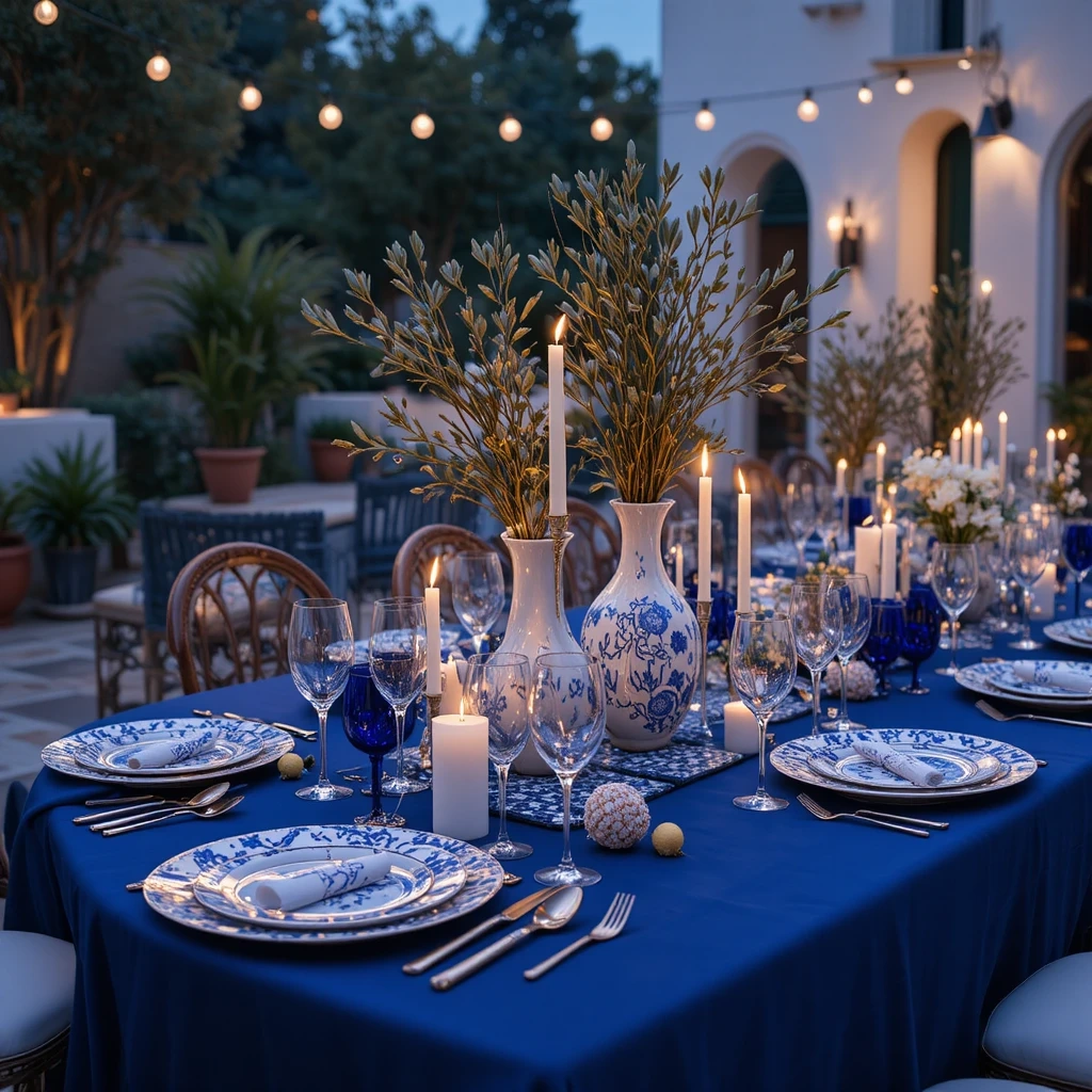 Mediterranean Blue & White Dinner