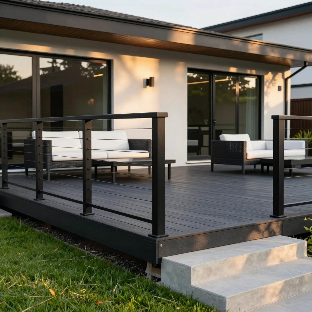 Modern Industrial Black Steel Railing