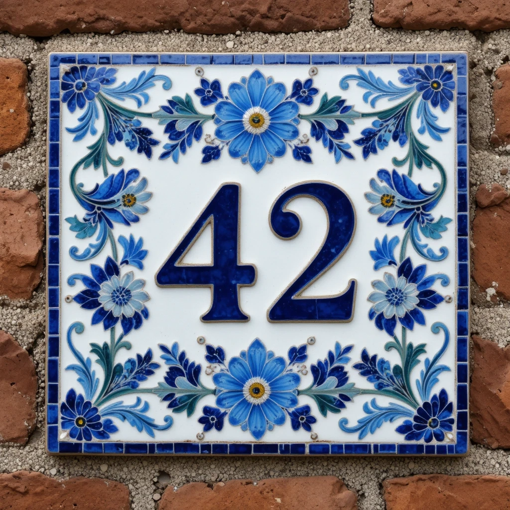 Mosaic Tile House Number Plaque